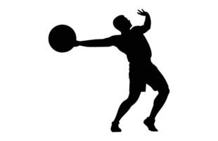 Discus Thrower Silhouette black and white Vector isolated on a white background