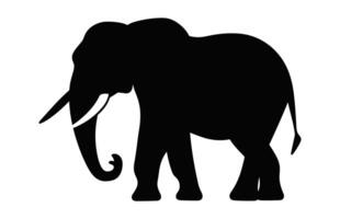 Elephant Silhouette isolated on a white background, African elephant Vector black Clipart