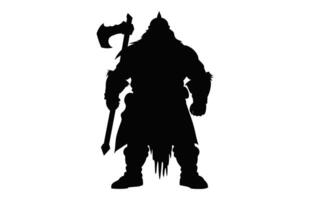 Dwarf Warrior Silhouette vector isolated on a white background