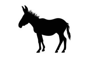 Burro negro silueta vector aislado en un blanco antecedentes