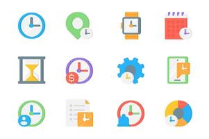 Time management 3d icons set. Pack flat pictograms of clock, location pin, watch, calendar, hourglass, deadline, planning, reminder, task list and other. Vector elements for mobile app and web design