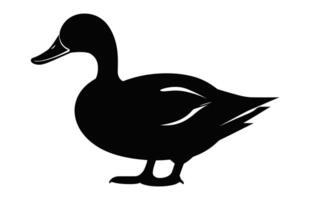 Pato negro silueta vector aislado en un blanco antecedentes