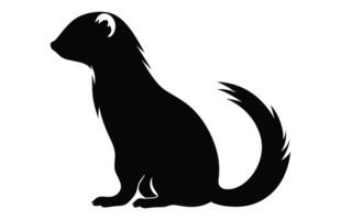 Ferret Silhouette vector isolated on a white background, Weasel ferret black clipart