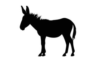 Burro negro silueta vector aislado en un blanco antecedentes