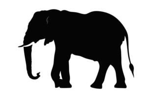 Elephant Silhouette Vector isolated on a white background, African elephant black Clipart