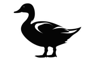 Pato negro silueta vector aislado en un blanco antecedentes