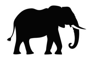 Elephant Silhouette isolated on a white background, African elephant Vector black Clipart