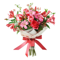 ai généré cadeau enveloppé bouquet isolé sur transparent Contexte png