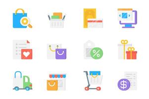 Shopping 3d icons set. Pack flat pictograms of bag, cart, credit card, money, payment, online, wishlist, discount price, gift, loyalty program and other. Vector elements for mobile app and web design