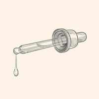 Sketch medical pipette in vintage style, vector, vector