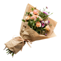 AI generated Gift wrapped bouquet isolated on transparent background png