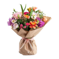 ai généré cadeau enveloppé bouquet isolé sur transparent Contexte png