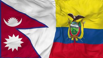 Nepal and Ecuador Flags Together Seamless Looping Background, Looped Bump Texture Cloth Waving Slow Motion, 3D Rendering video