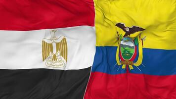 Egypt and Ecuador Flags Together Seamless Looping Background, Looped Bump Texture Cloth Waving Slow Motion, 3D Rendering video