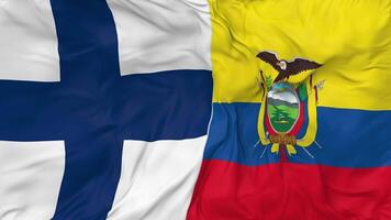 Finland and Ecuador Flags Together Seamless Looping Background, Looped Bump Texture Cloth Waving Slow Motion, 3D Rendering video