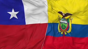 Chile and Ecuador Flags Together Seamless Looping Background, Looped Bump Texture Cloth Waving Slow Motion, 3D Rendering video