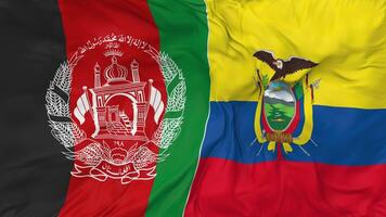 Afghanistan and Ecuador Flags Together Seamless Looping Background, Looped Bump Texture Cloth Waving Slow Motion, 3D Rendering video