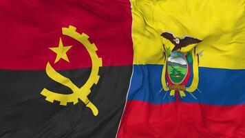 Angola and Ecuador Flags Together Seamless Looping Background, Looped Bump Texture Cloth Waving Slow Motion, 3D Rendering video