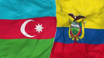 Azerbaijan and Ecuador Flags Together Seamless Looping Background, Looped Bump Texture Cloth Waving Slow Motion, 3D Rendering video