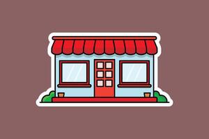 Street Restaurant Building vector illustration.