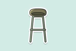 Modern Bar Stool, Chair Sticker design vector illustration. Interior indoor bar objects icon concept. Furniture for Bar and Restaurant decoration sticker style logo design with shadow.