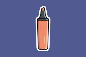 Orange Highlighter Pen Sticker design vector illustration. Education objects icon concept. Write, Back to school, Stationary for students sticker vector design.