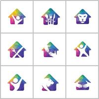 Low Poly home logo designs. Luxury real estate agency vector logos.