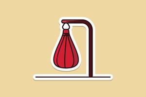 Punching bag with Stand Sticker vector illustration. Sport object icon concept. Punching bag for training sticker vector design with shadow.