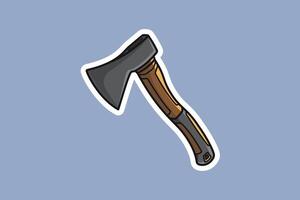 Ax Hammer Sticker vector illustration. Construction working tools object icon concept. Tree wood cutting ax hammer sticker vector design with shadow.