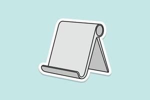 escritorio célula teléfono estar tableta pegatina diseño vector ilustración. tecnología objeto icono concepto. aluminio estar poseedor para móvil teléfono pegatina vector diseño con sombra en verde antecedentes.