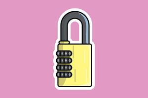 Padlock For Password Secure Sticker vector illustration. Technology and safety objects icon concept. Symbol protection and secure. Cyber security digital data protection concept sticker design.