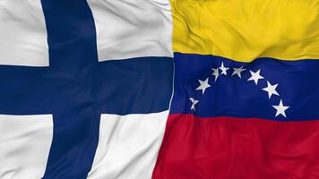 Finland and Bolivarian Republic of Venezuela Flags Together Seamless Looping Background, Looped Bump Texture Cloth Waving Slow Motion, 3D Rendering video