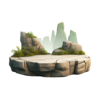AI generated Round stone mountain nature podium png isolated on transparent background