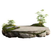 AI generated Round stone mountain nature podium png isolated on transparent background