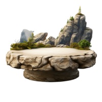 AI generated Round stone mountain nature podium png isolated on transparent background