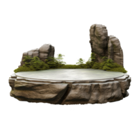 AI generated Round stone mountain nature podium png isolated on transparent background