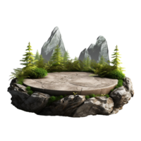 AI generated Round stone mountain nature podium png isolated on transparent background