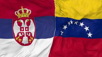 Serbia and Bolivarian Republic of Venezuela Flags Together Seamless Looping Background, Looped Bump Texture Cloth Waving Slow Motion, 3D Rendering video