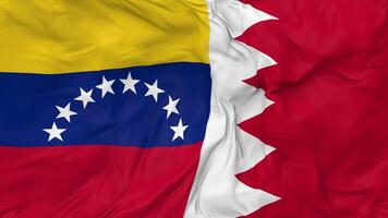 Bahrain and Bolivarian Republic of Venezuela Flags Together Seamless Looping Background, Looped Bump Texture Cloth Waving Slow Motion, 3D Rendering video