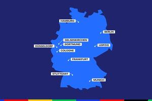 mapa de alemán ciudades hospedaje el europeo fútbol americano campeonato 2024 vector