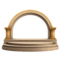 AI generated Stage and arch retro podium pedestal for product advertising png isolated on transparent background