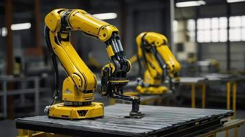 ai generato industria sfondo con braccio robotica video