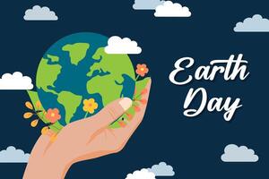 Hand holding the world , Earth day ilustration eco concept vector