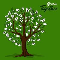 Eco green icons tree , Ecology and nature green icons set vector