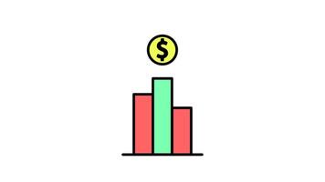 Bar Chart Icon in Colored Outline Style of nice animated for your Bussines videos, easy to use with Transparent Background video