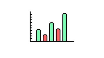 bar grafico icona nel colorato schema stile di simpatico animato per il tuo bussines video, facile per uso con trasparente sfondo video