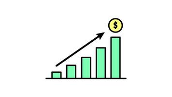 Bar Chart Icon in Colored Outline Style of nice animated for your Bussines videos, easy to use with Transparent Background video