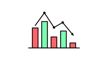 Bar Chart Icon in Colored Outline Style of nice animated for your Bussines videos, easy to use with Transparent Background video