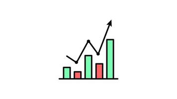 Bar Chart Icon in Colored Outline Style of nice animated for your Bussines videos, easy to use with Transparent Background video