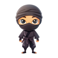 AI generated Cute ninja silent infiltrator character isolated on transparent background png